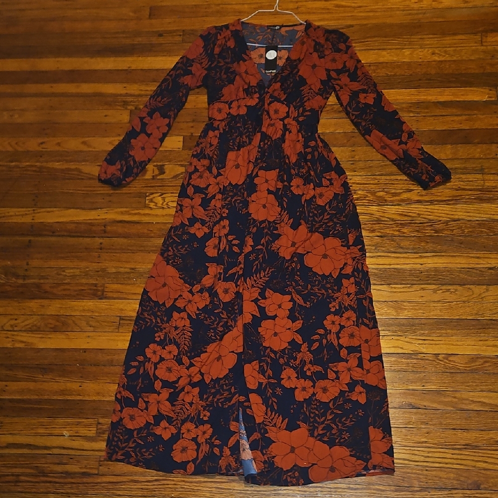 Tall Floral Long Sleeve Maxi Dress (Boohoo)